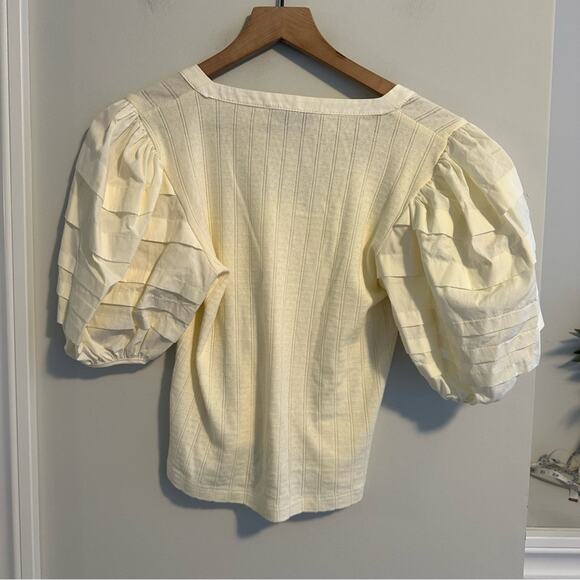 Sea New York Cream Pointelle Puff Sleeve Blouse Top Small - Picture 5 of 9